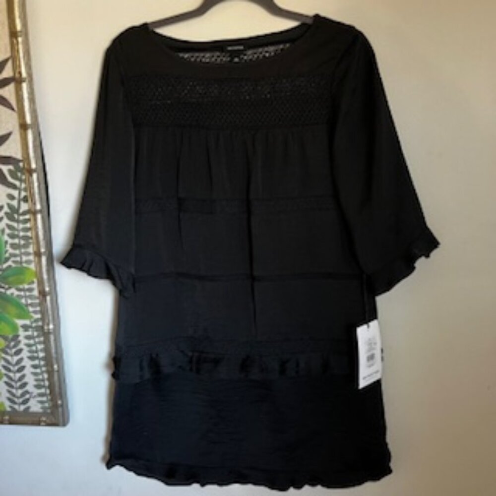 🧡3/15 NWT Who What Wear Black Crochet Lace Goth Witchy Dress Women's M